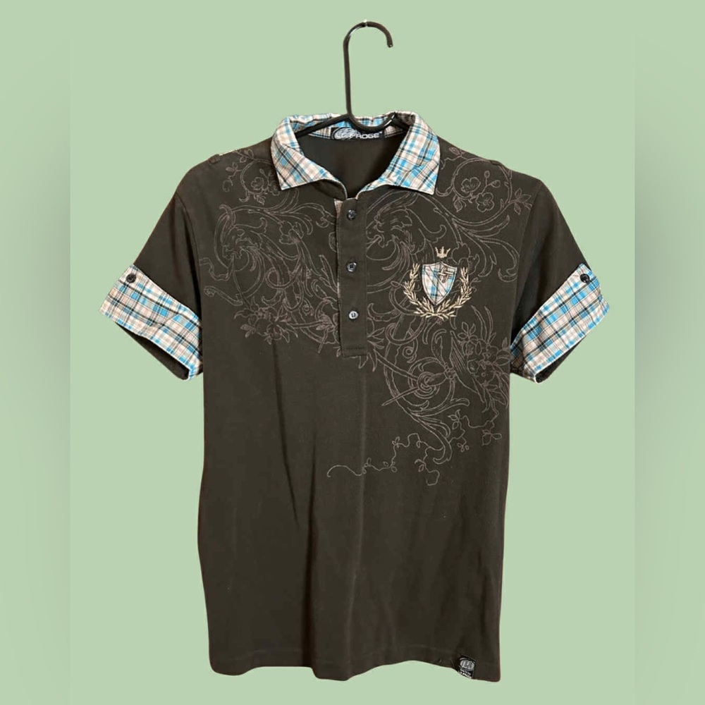 Brown with Green Checkered Polo Shirt
